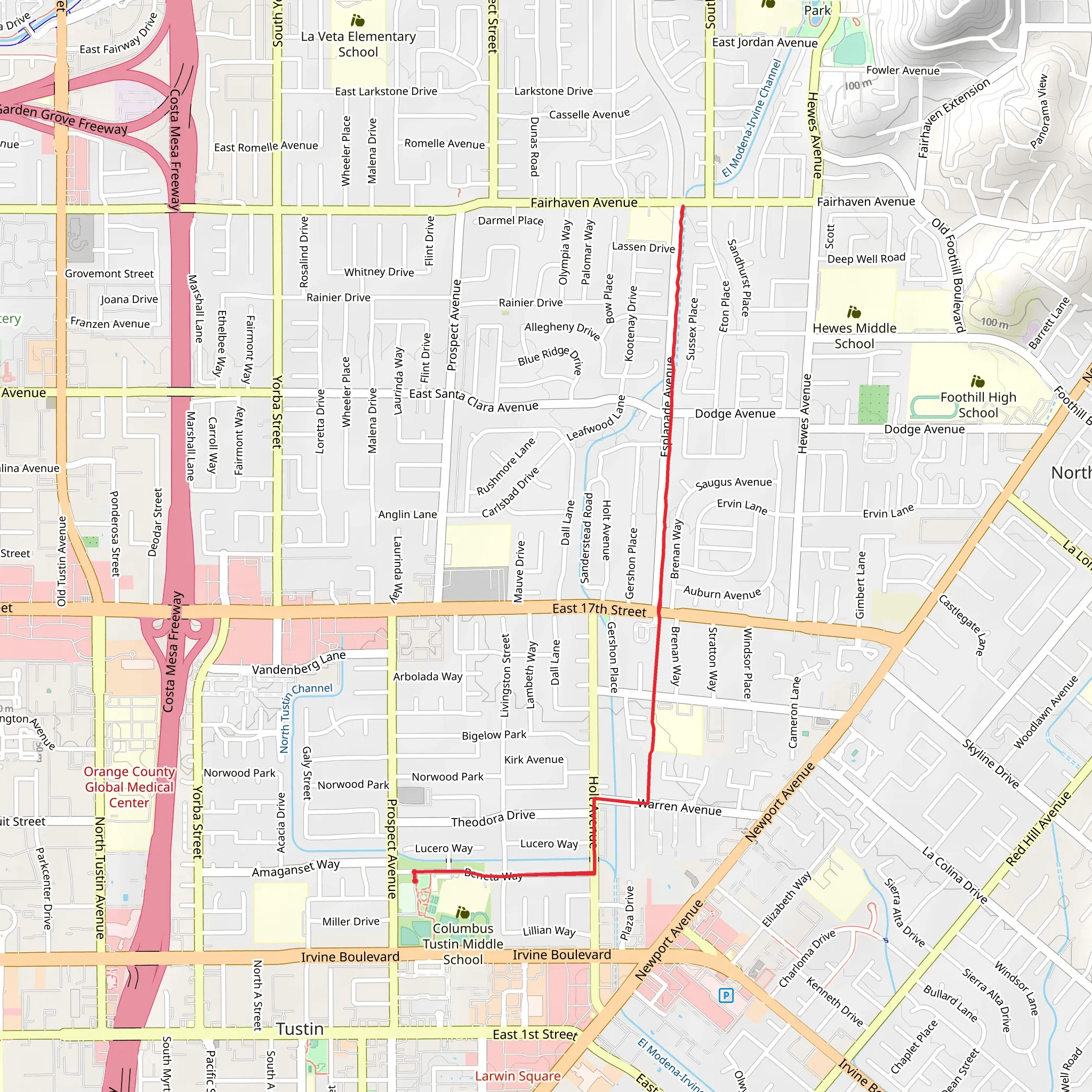 Esplanade Trail from Columbus Tustin Park mobile static map