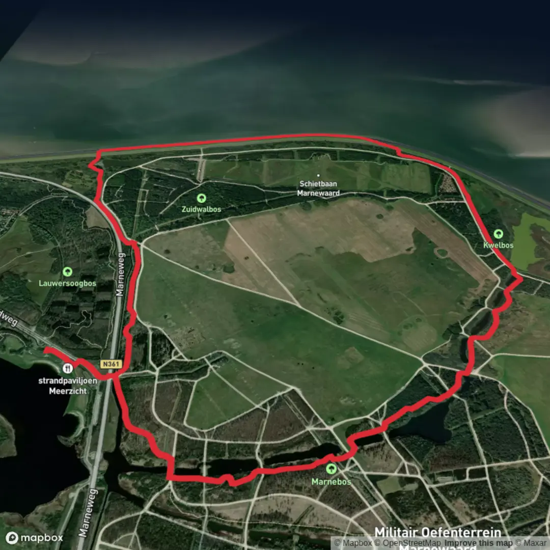 An image depicting the trail Mernebos and Zoutkamperlaag Loop and its surrounding area.