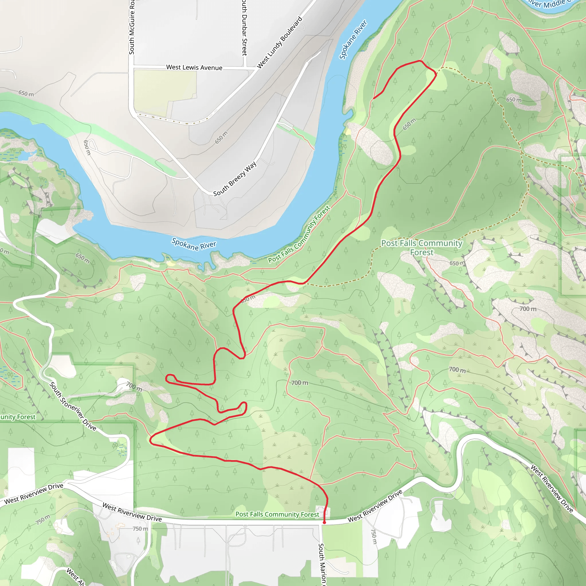 Spokane River - Post Falls Community Forest mobile static map