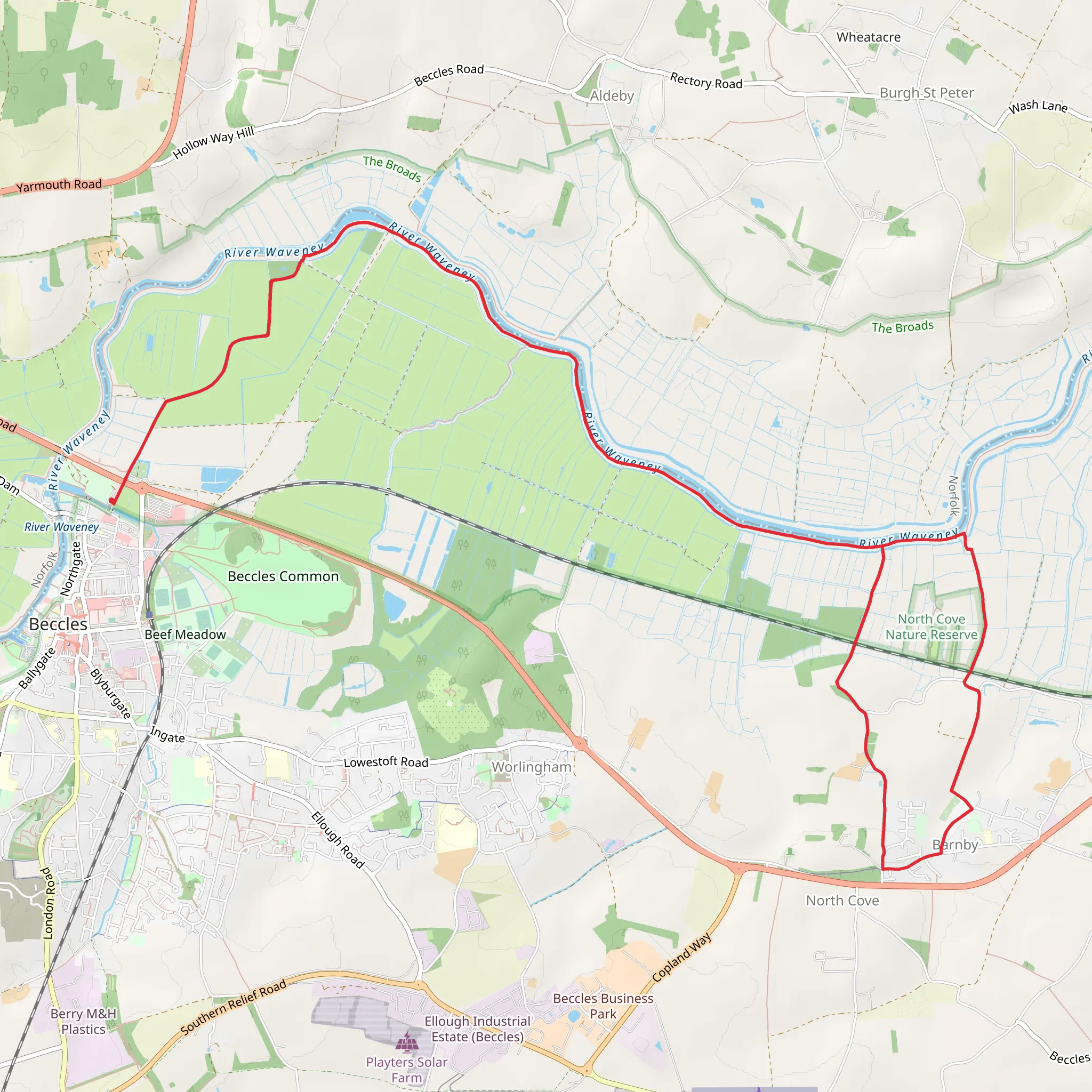 North Cove Nature Reserve Loop from Beccles mobile static map