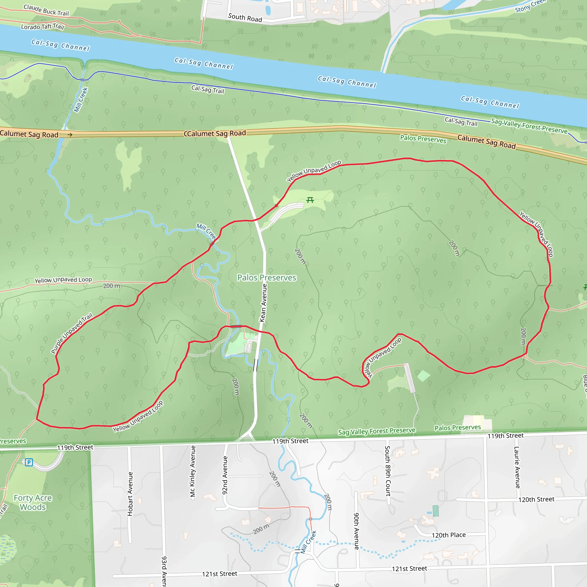 Sag Valley Yellow Unpaved Loop Trail mobile static map