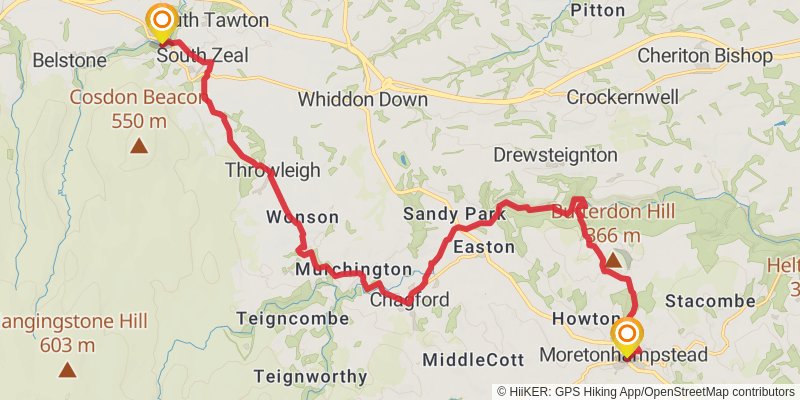 Dartmoor Way - High Moor Link - Alternative stage 5 Map