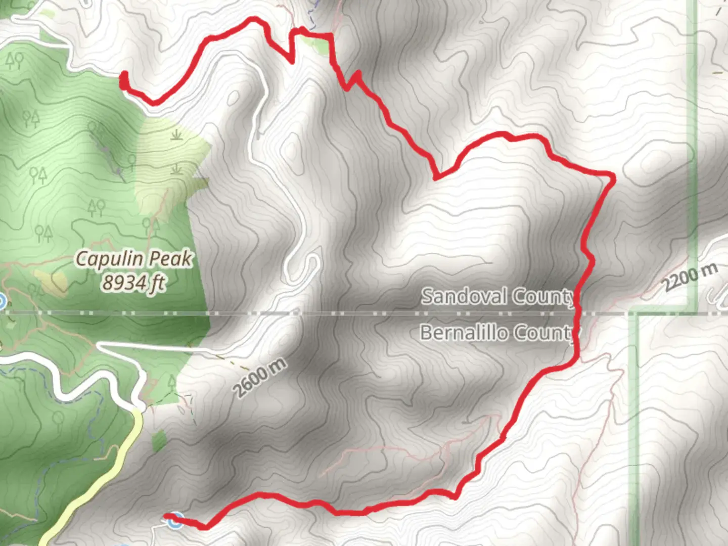 An image depicting the trail Canon Madera Route and North Mystery Trail and its surrounding area.