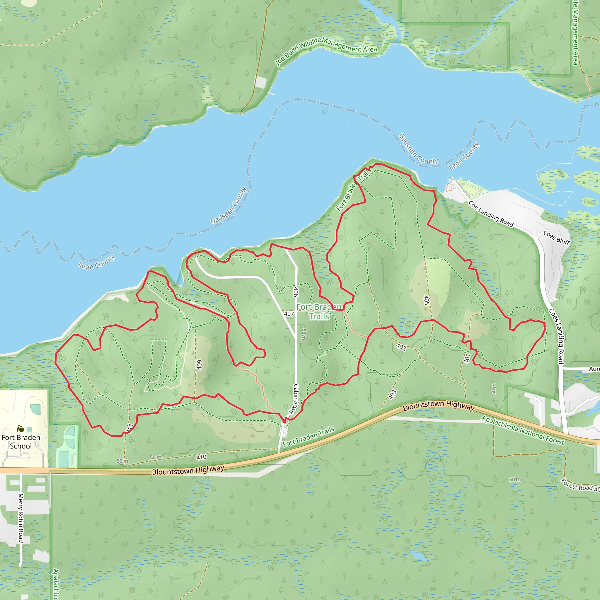 East, West and Center Hiking Loop mobile static map