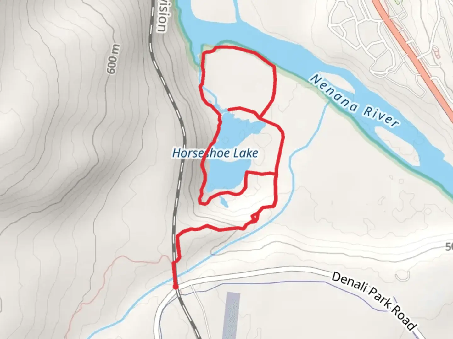 An image depicting the trail Horseshoe Lake Loop and its surrounding area.