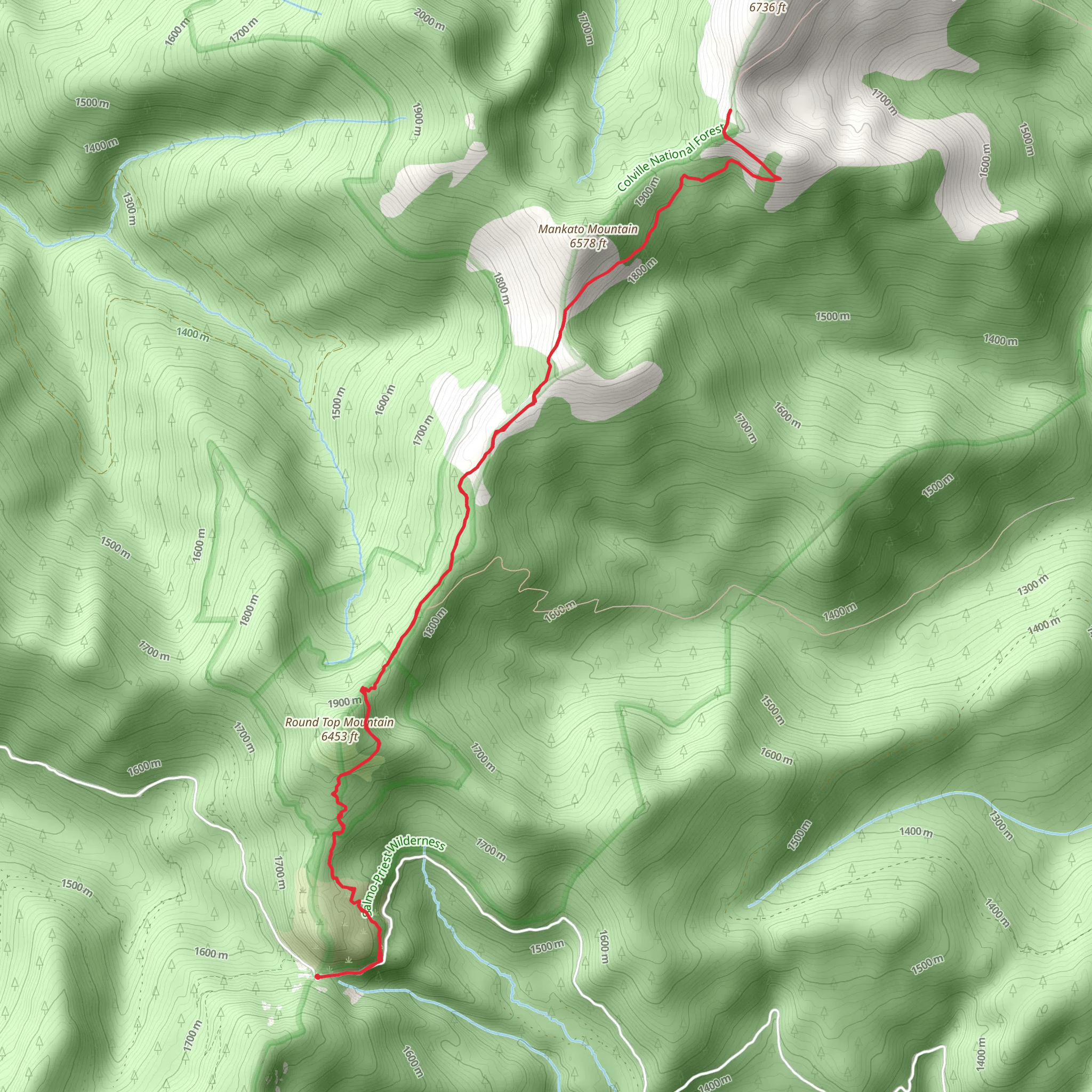 Shedroof Divide Trail mobile static map