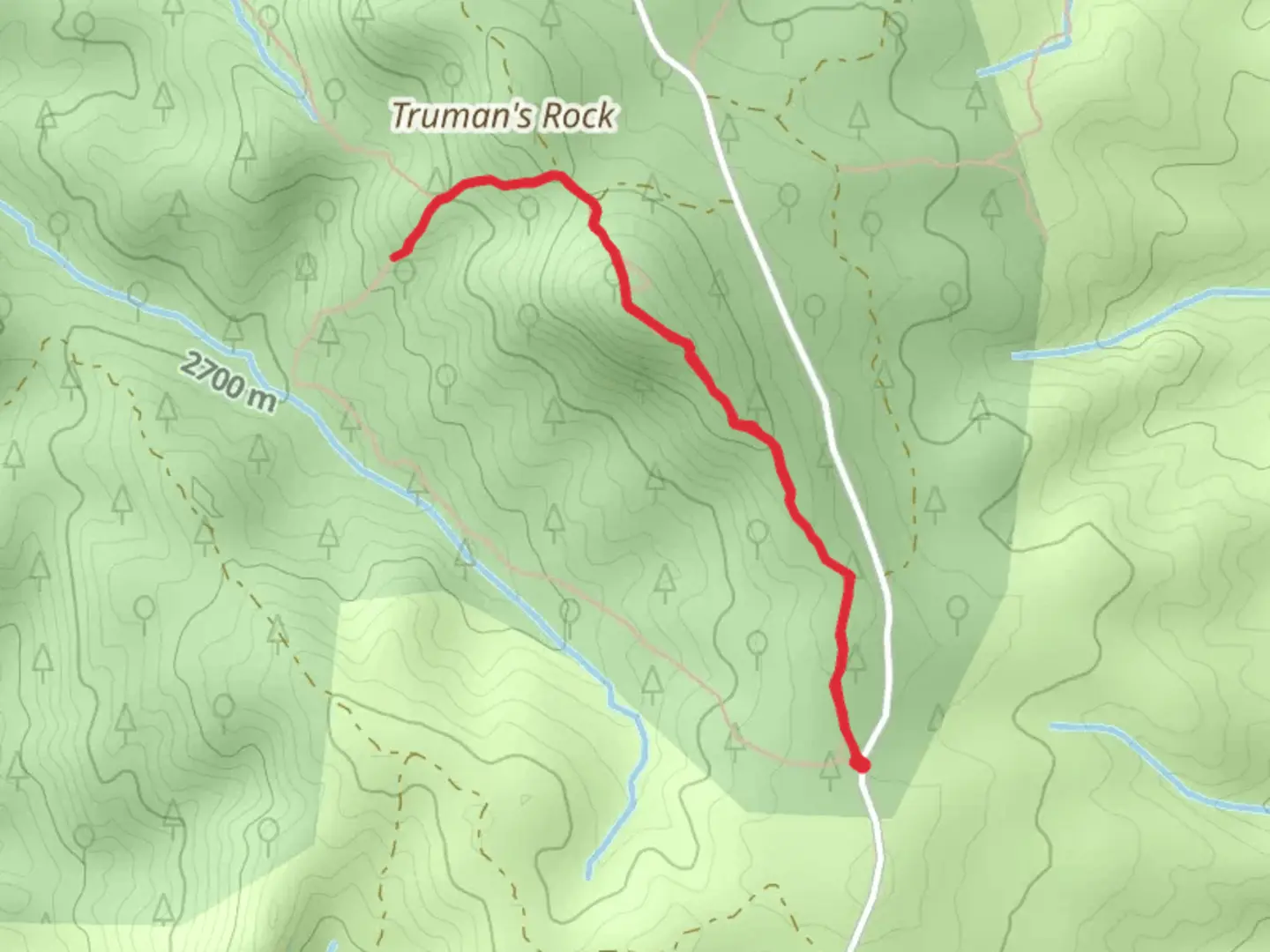 An image depicting the trail Hilltop Trail and its surrounding area.