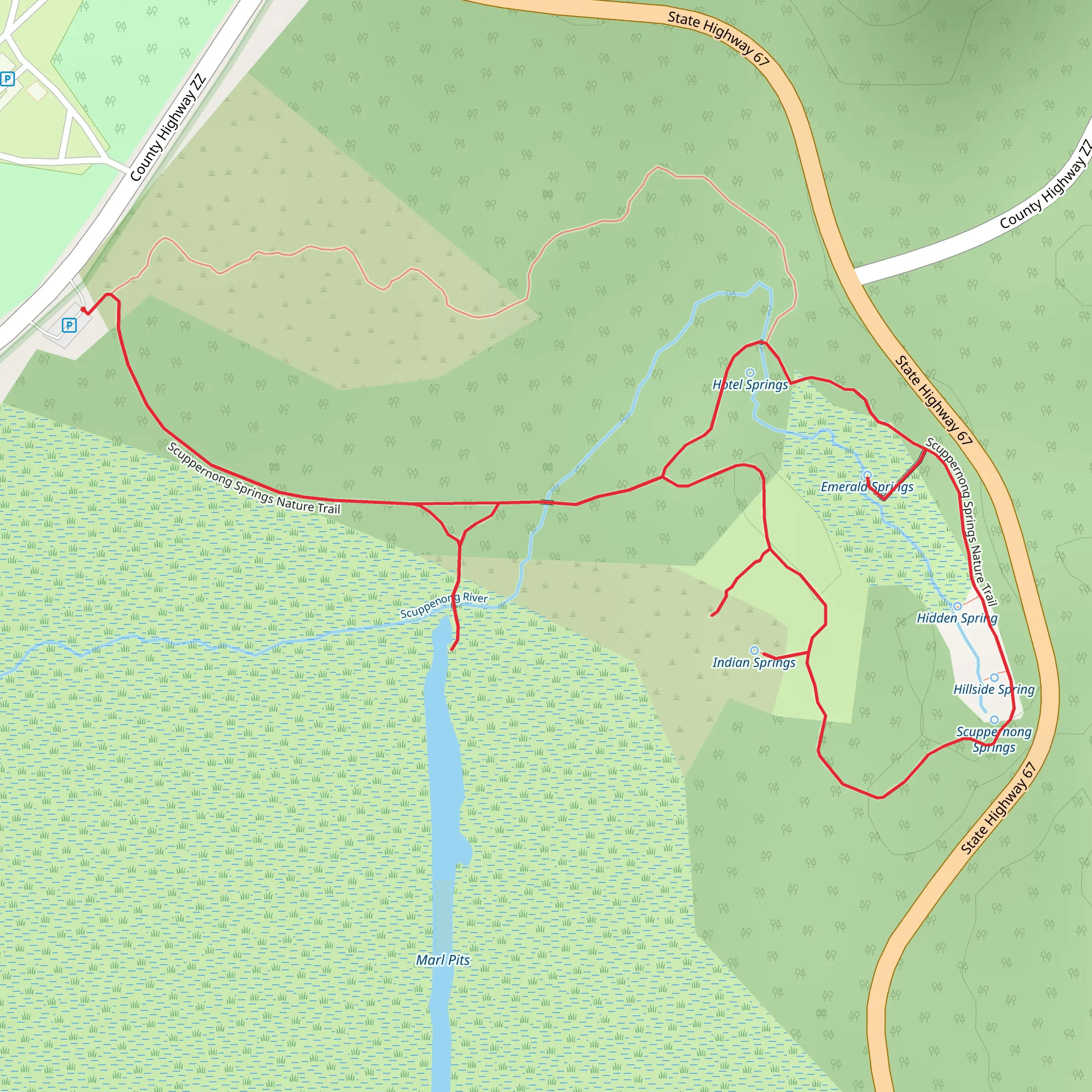 Scuppernong Springs Nature Loop Trail mobile static map