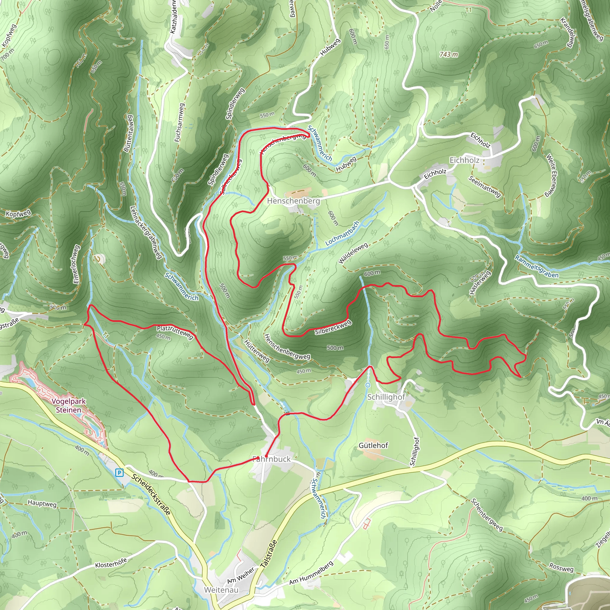 Fahrnbuck to Henschenberg Loop via Unterer Buchwaldweg mobile static map