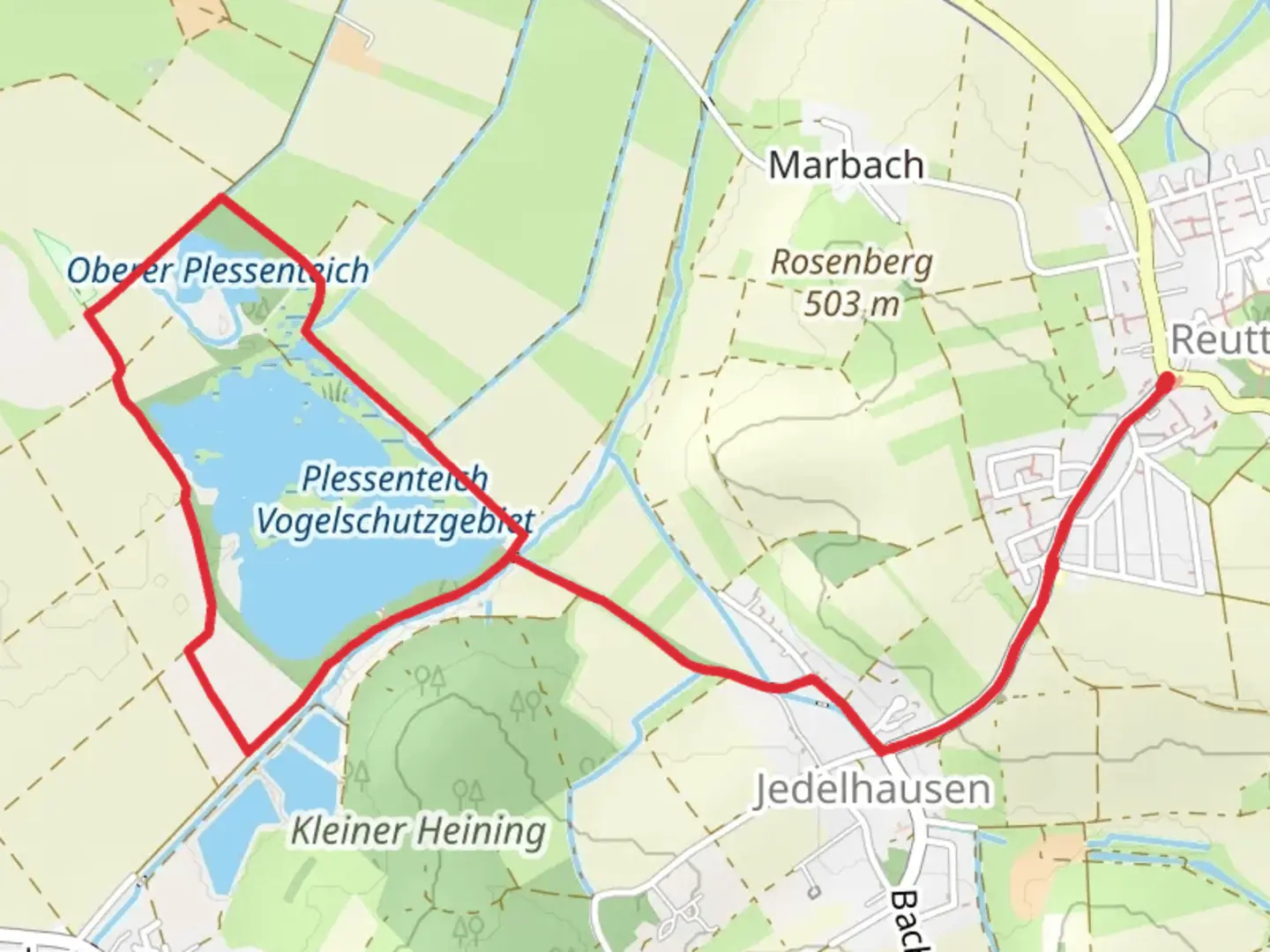 An image depicting the trail Bauernriedweg Loop and its surrounding area.