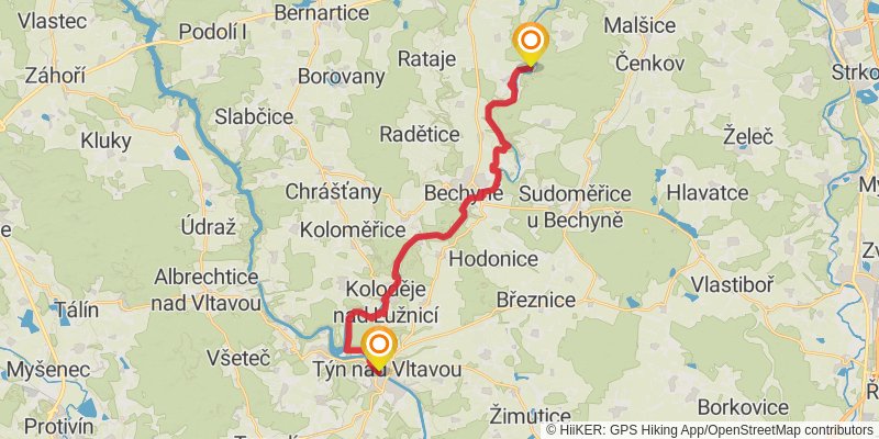 Stezka údolím Lužnice Toulavou Lužnice Valley Hiking Trail stage 3 Map
