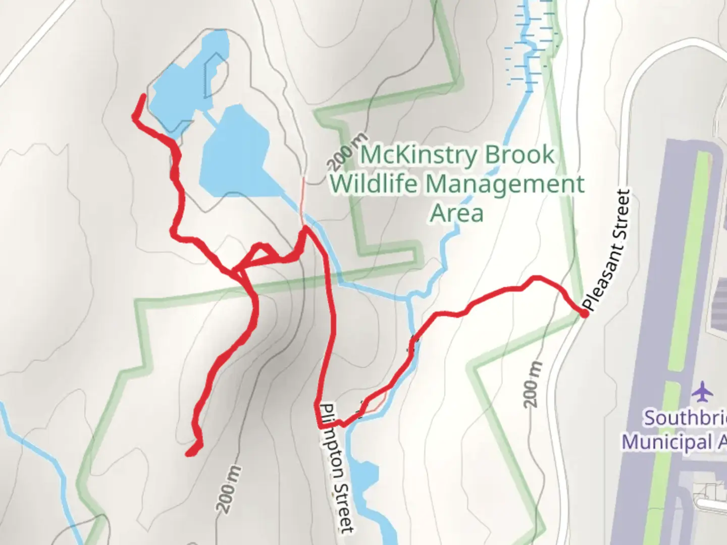 An image depicting the trail Pleasant Street via McKinstry Brook Trail and its surrounding area.