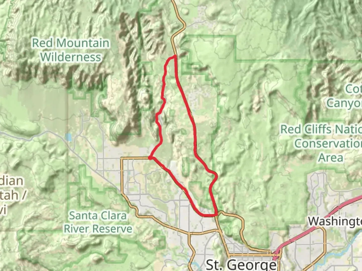 An image depicting the trail Whiptail Loop Trail and its surrounding area.