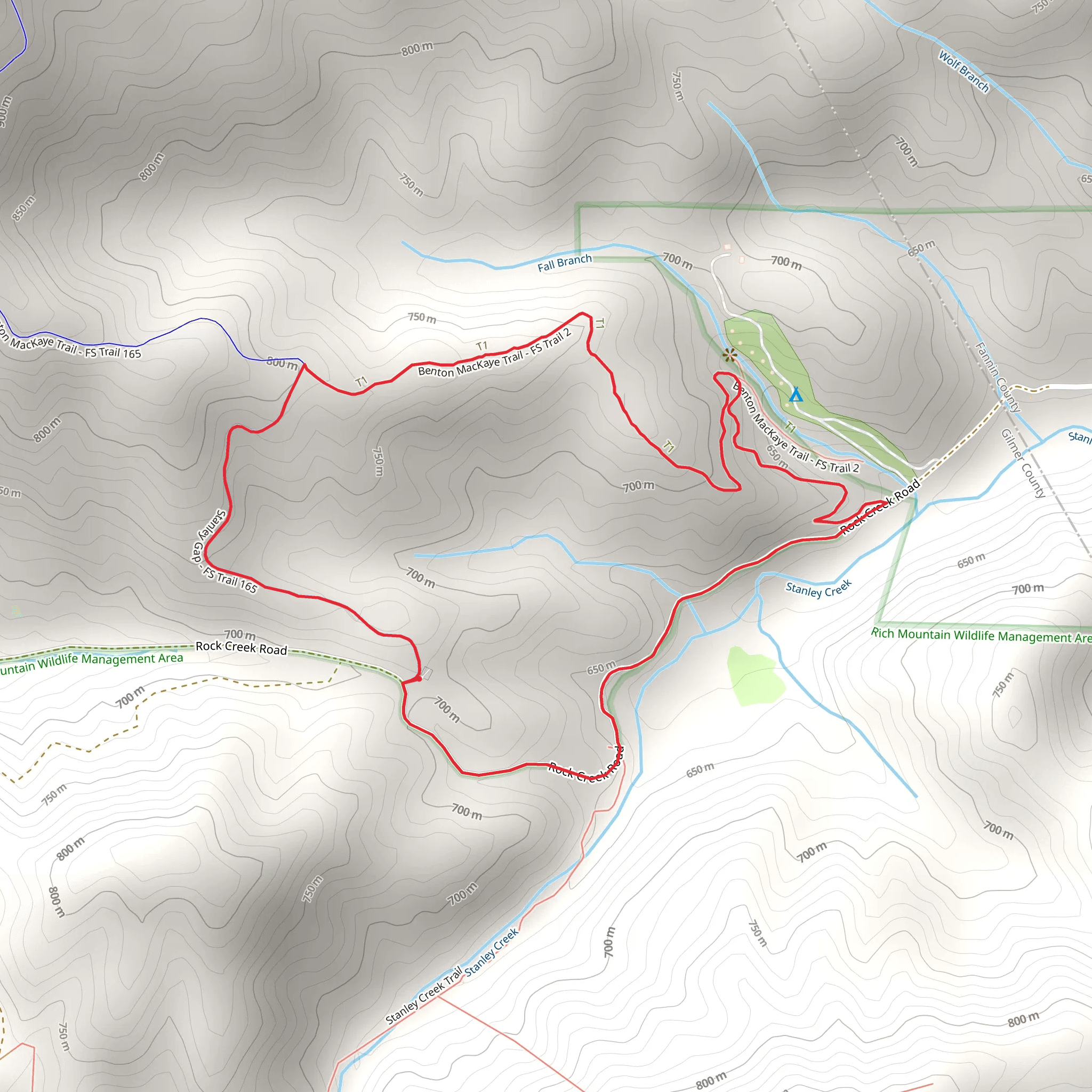 Stanley Gap - Stanley Creek Loop mobile static map