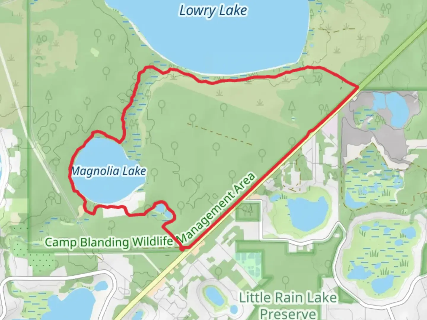 An image depicting the trail Florida Trail and Magnolia Lake Loop and its surrounding area.