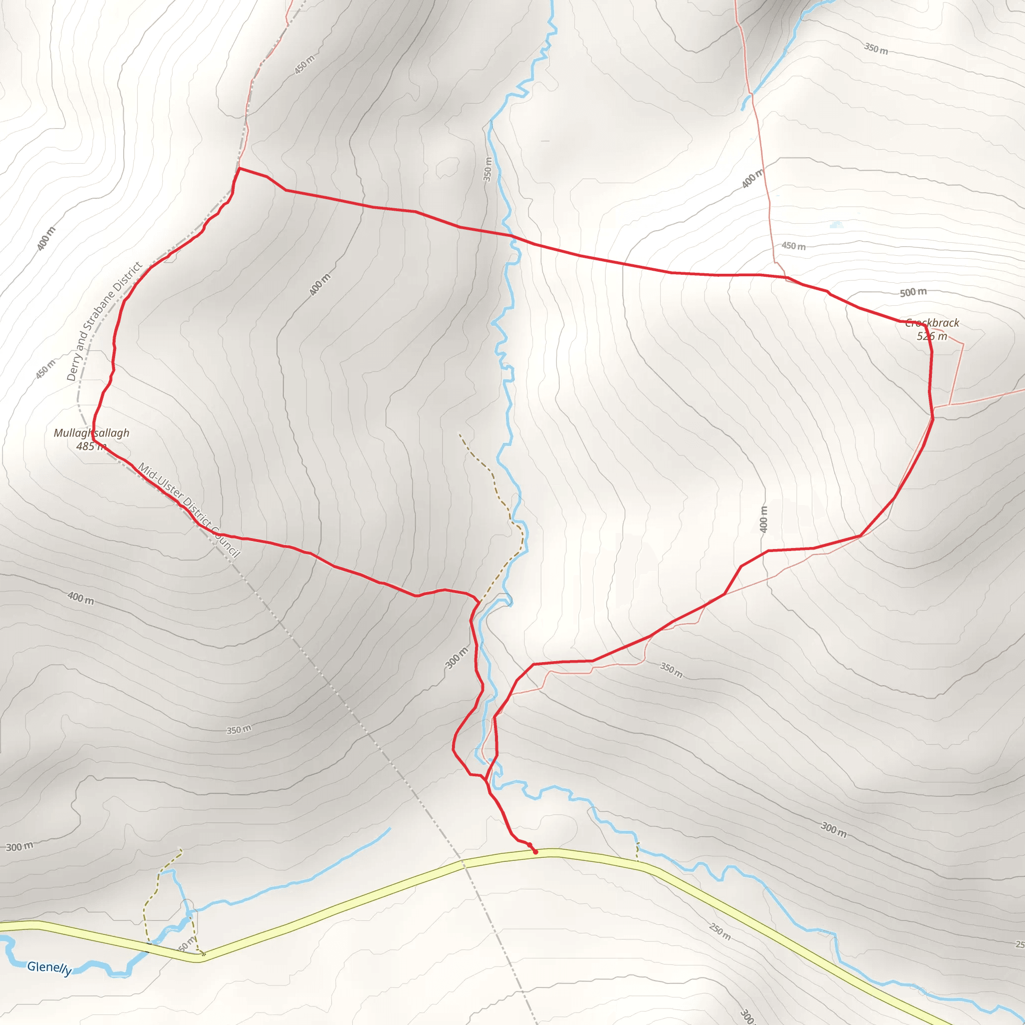Crockbrack & Mullaghsallagh Loop from Gelngomma mobile static map