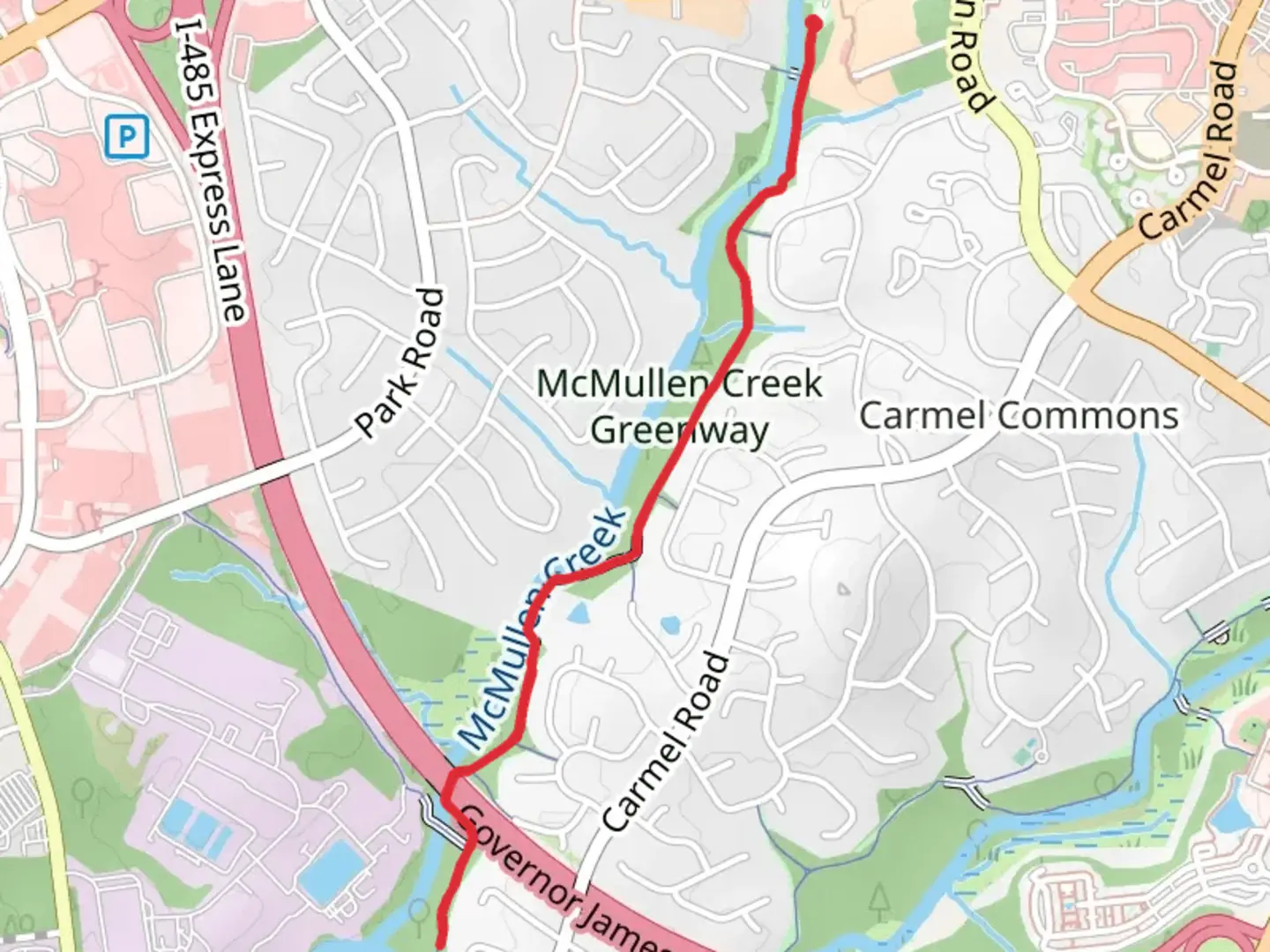 An image depicting the trail McMullen Creek Greenway and its surrounding area.