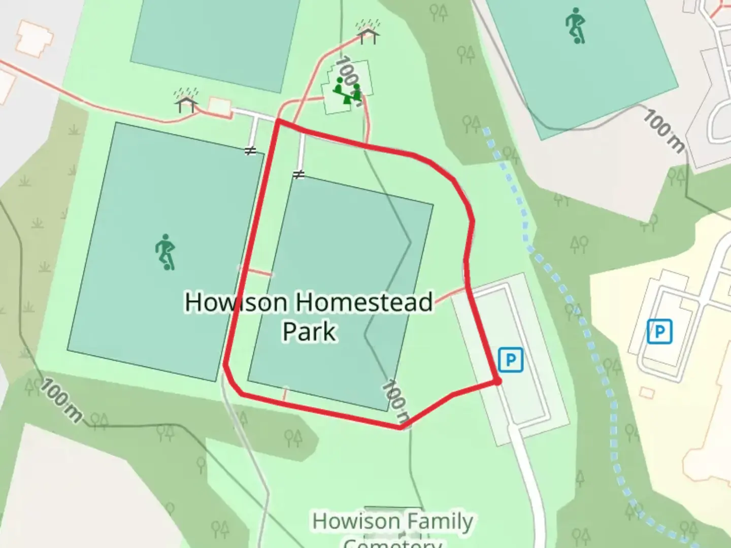 An image depicting the trail Howison Homestead Park Loop and its surrounding area.