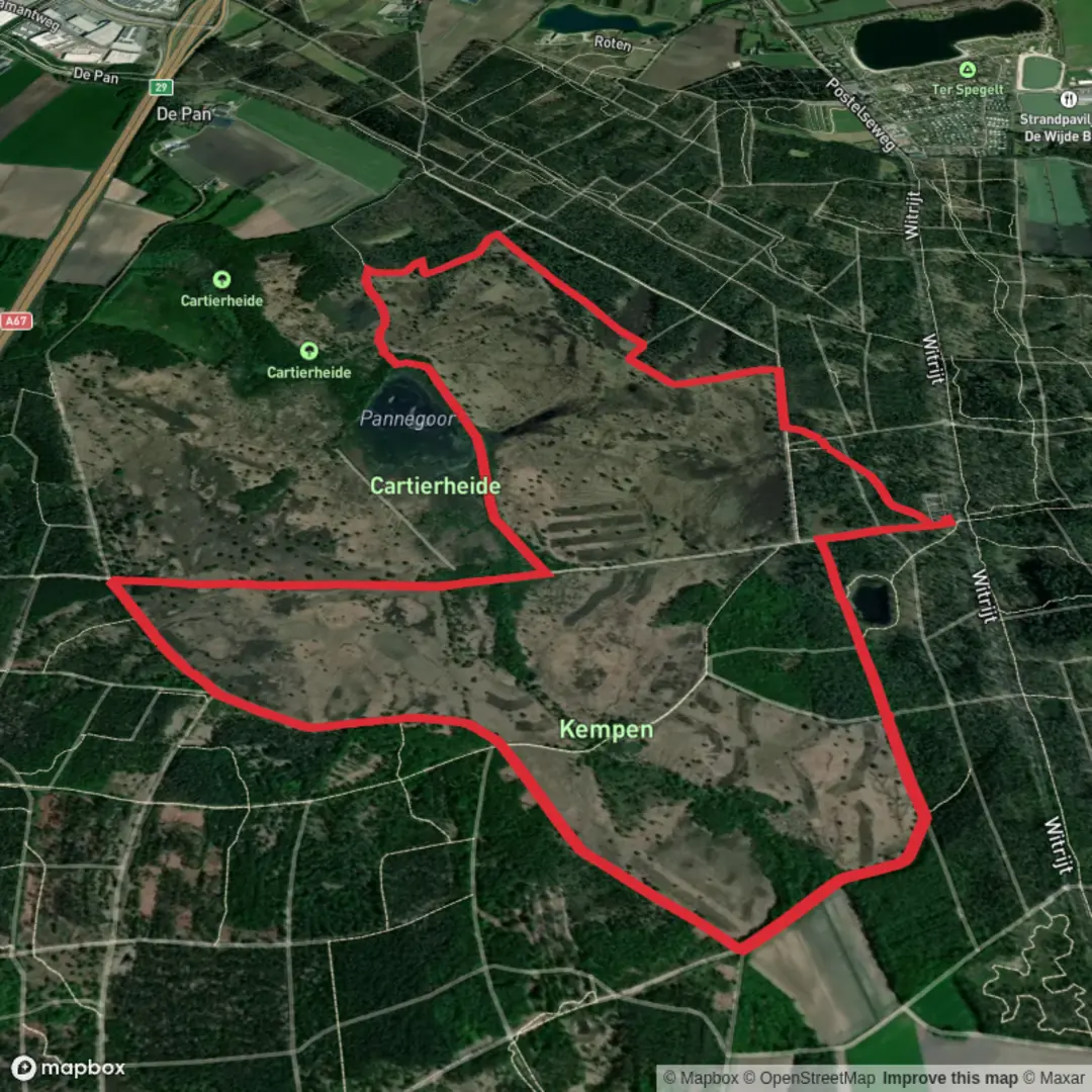 An image depicting the trail Pannegoor and Kempen Loop and its surrounding area.