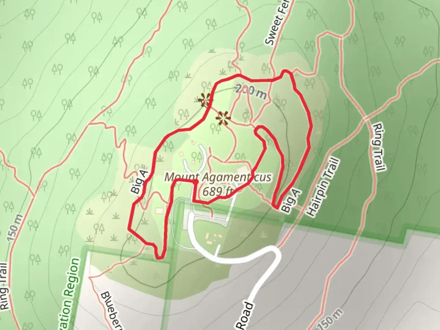 An image depicting the trail Mount Agamenticus Loop and its surrounding area.