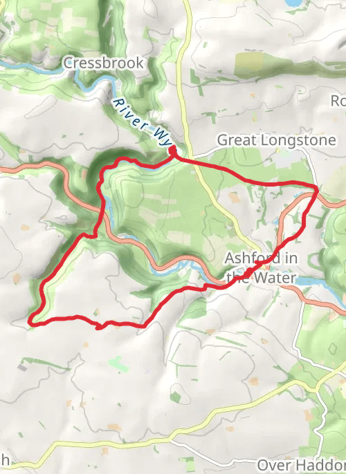 Hike on Hike from Ashford in the Water mobile static map