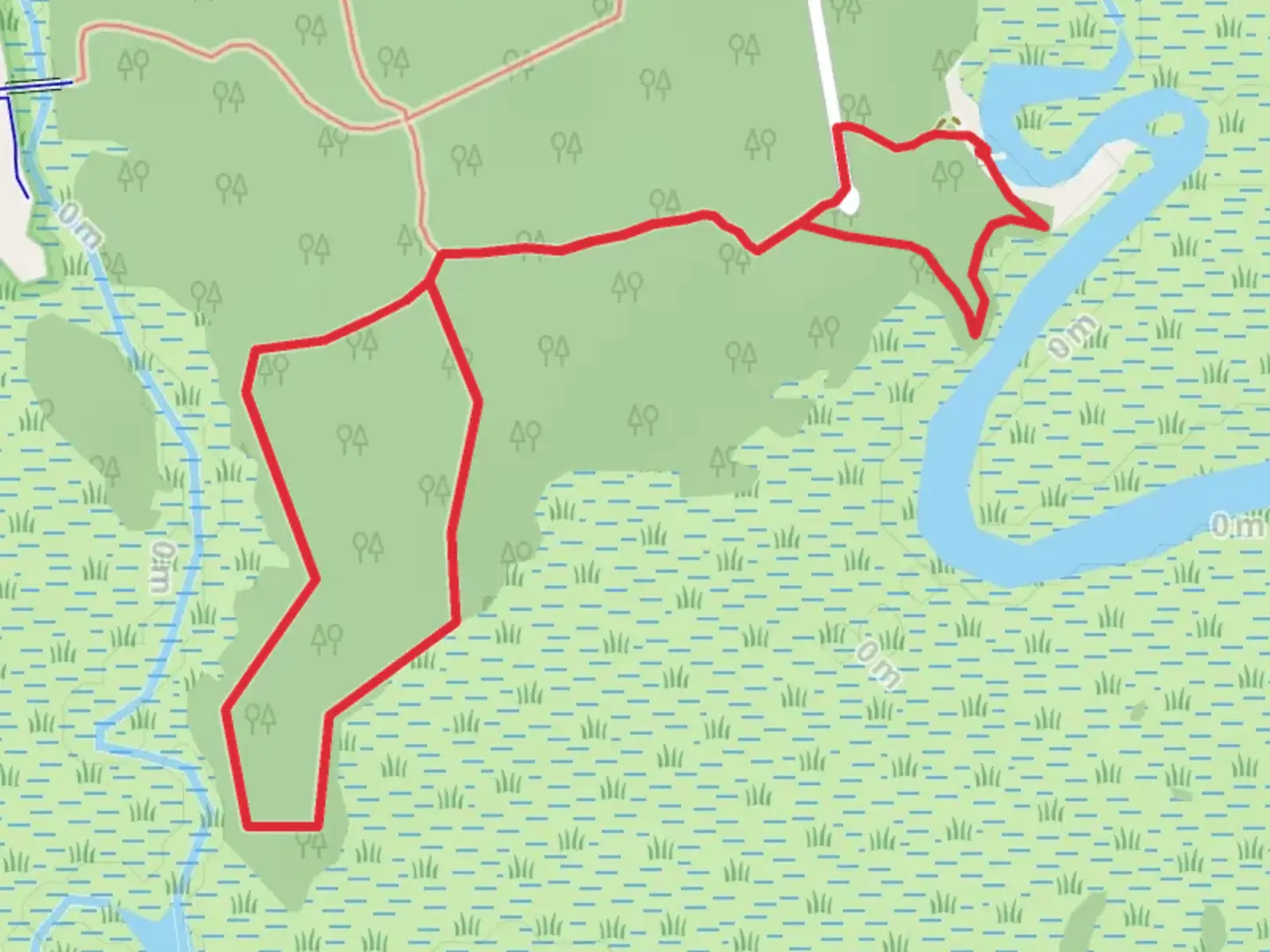An image depicting the trail Timucuan Trail System Loop and its surrounding area.