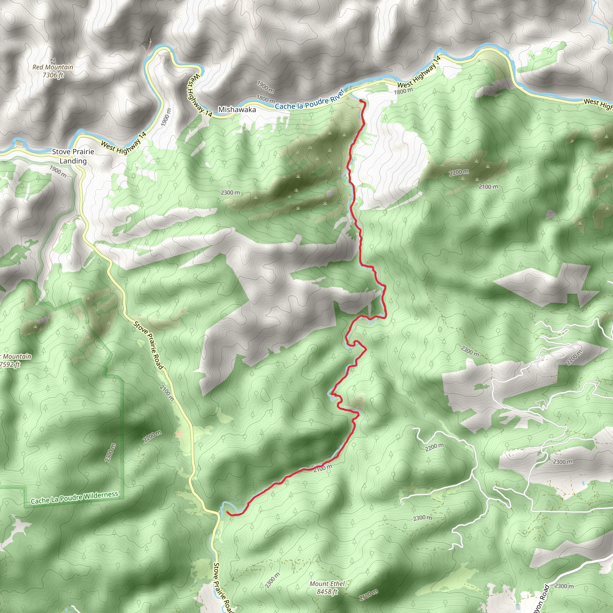 Young Gulch Trail mobile static map