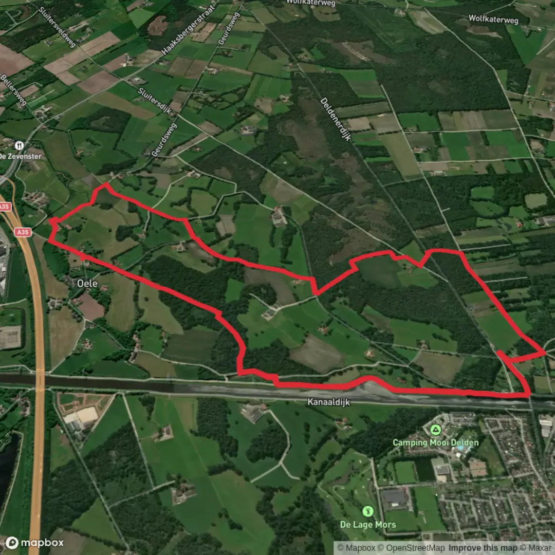 An image depicting the trail Beltmansbos and Oelersteeg Loop and its surrounding area.