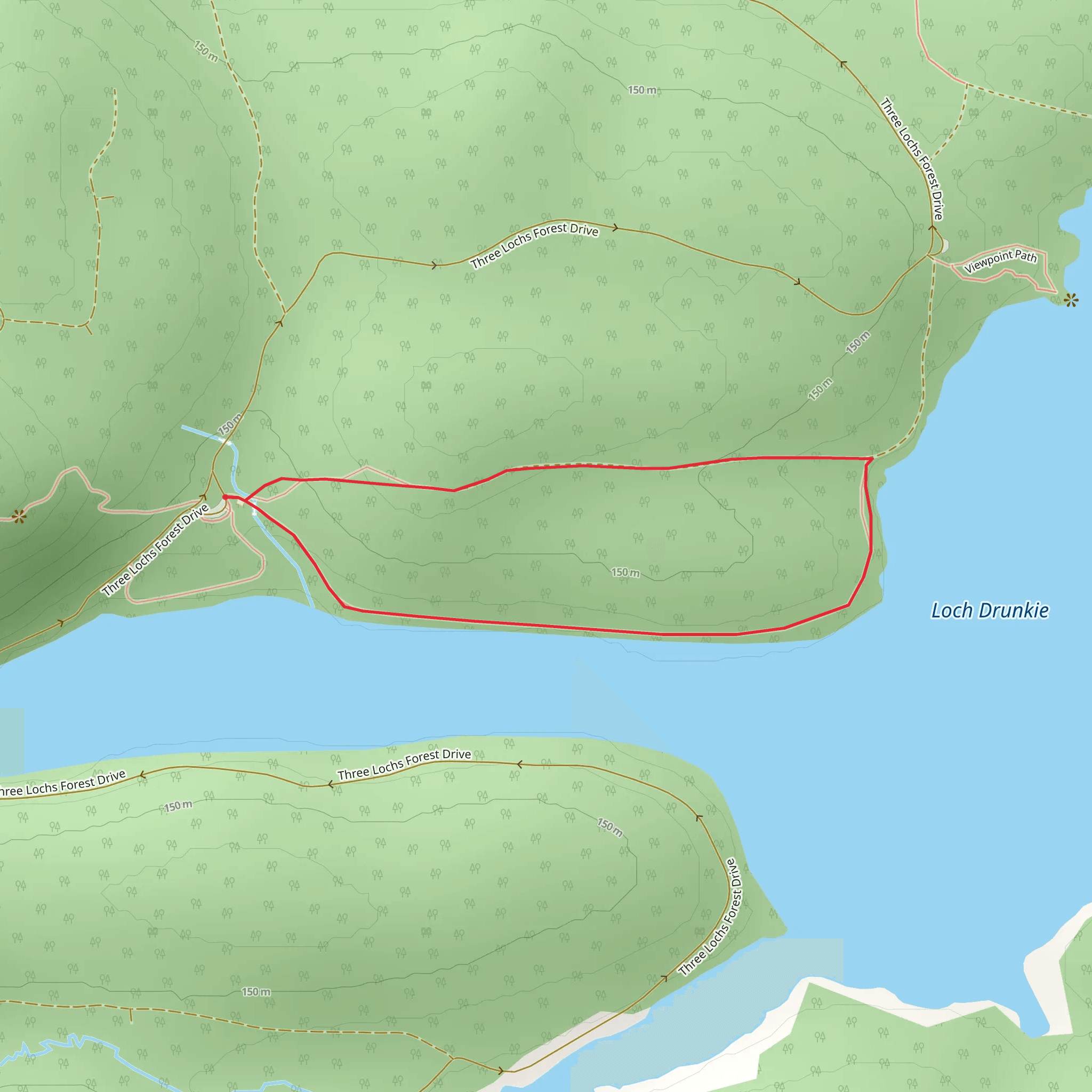 Loch Drunkie Shore Loop Trail mobile static map