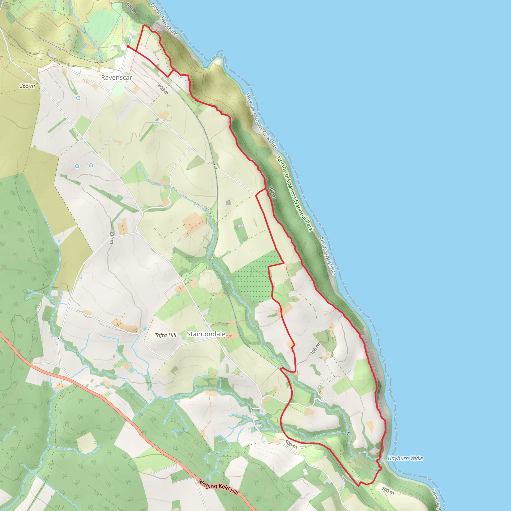 Hayburn Wyke from Ravenscar along the Cleveland Way mobile static map
