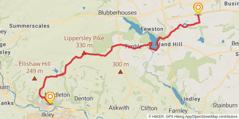 Lancashire to Yorkshire Historical Walk stage 9 Map