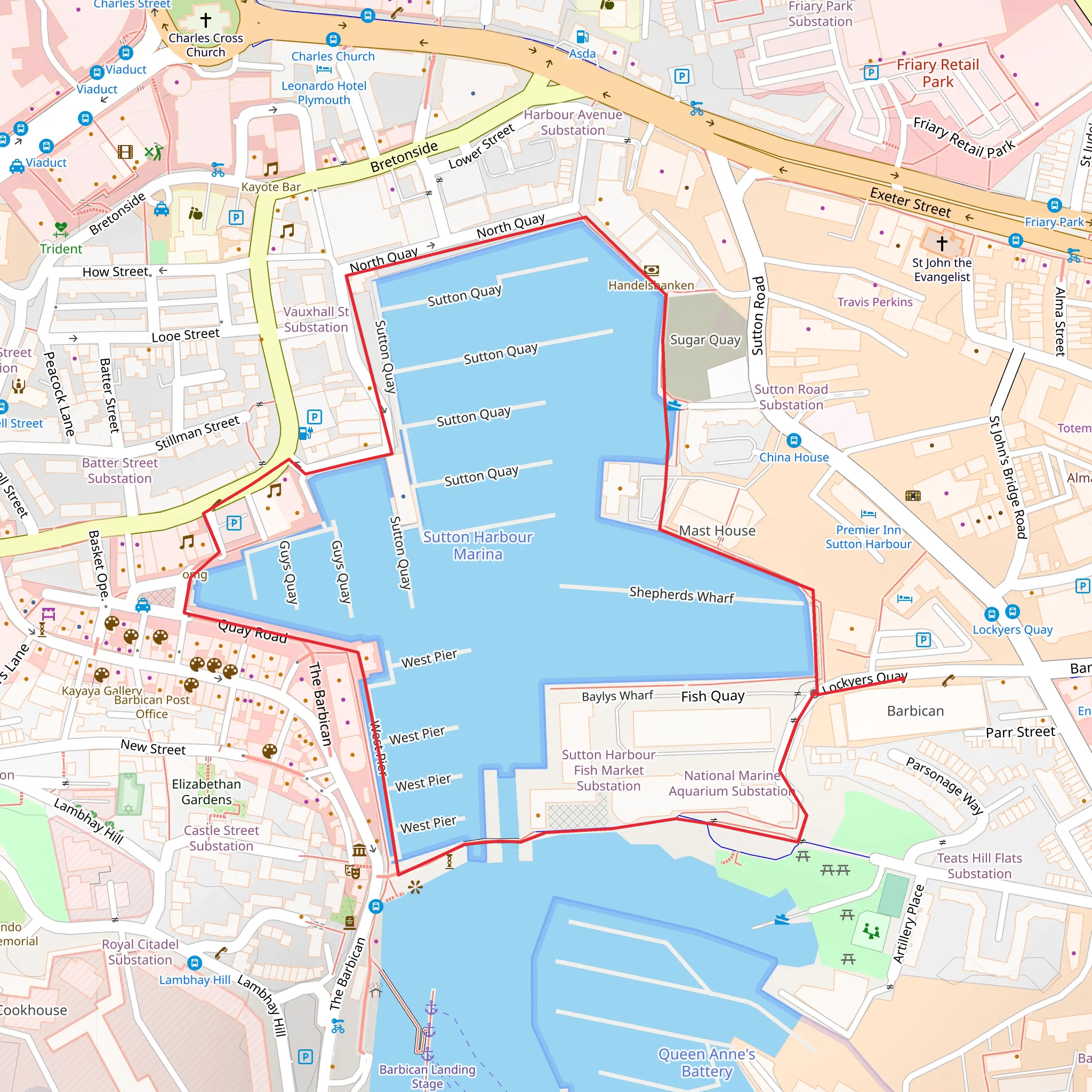 Sutton Harbour Heritage Trail mobile static map