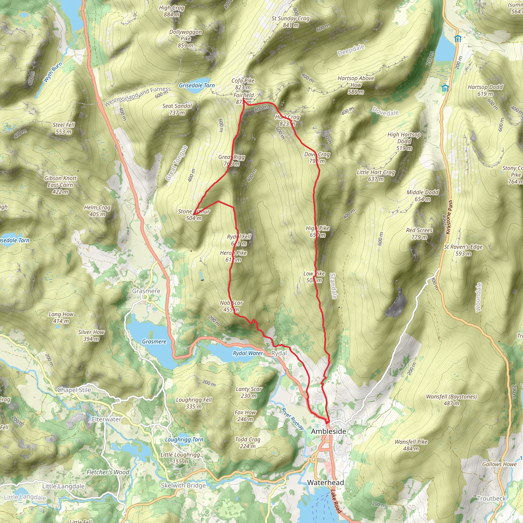 Fairfield horseshoe - Peak Bagging Wainright’s mobile static map