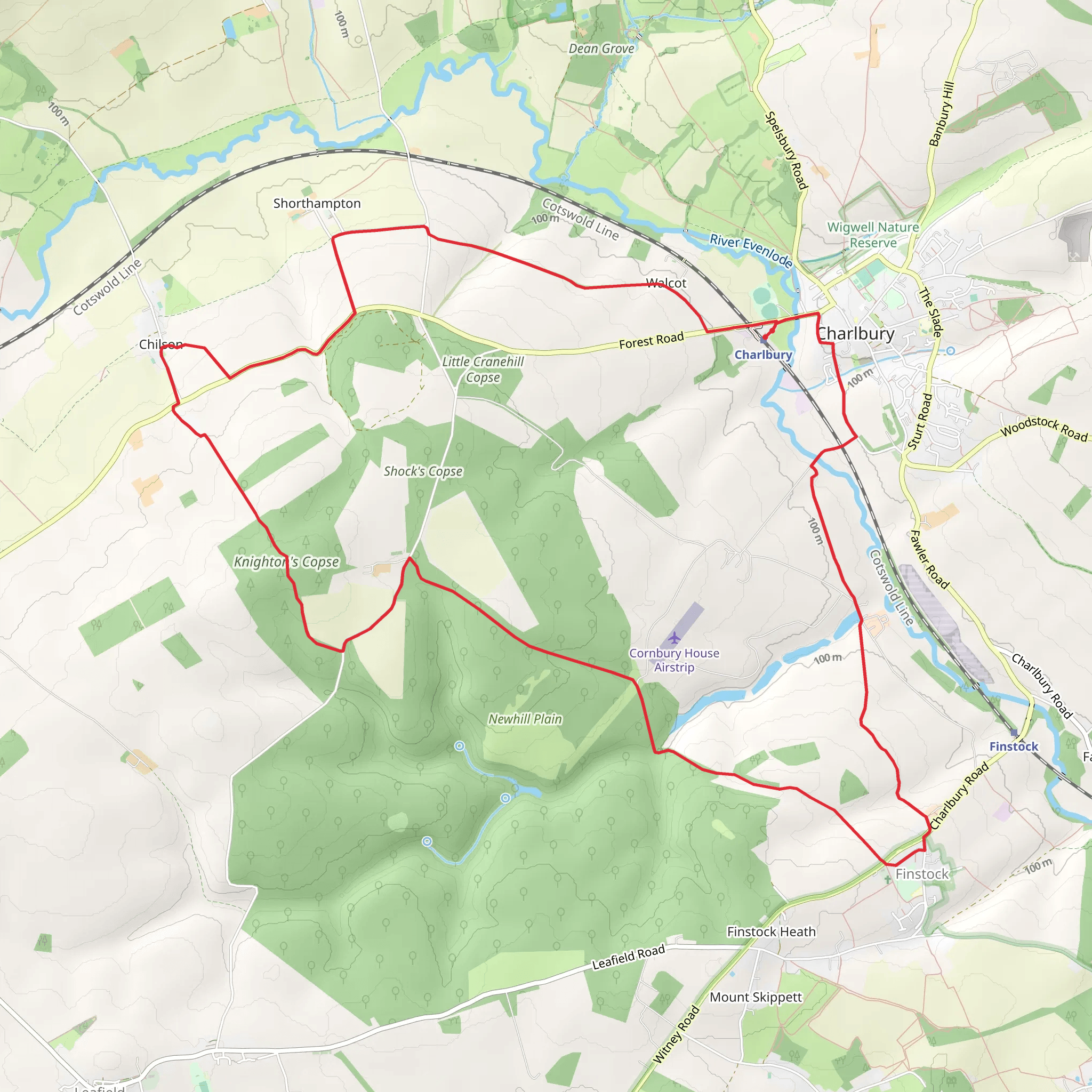 Charlbury and Finstock Loop mobile static map