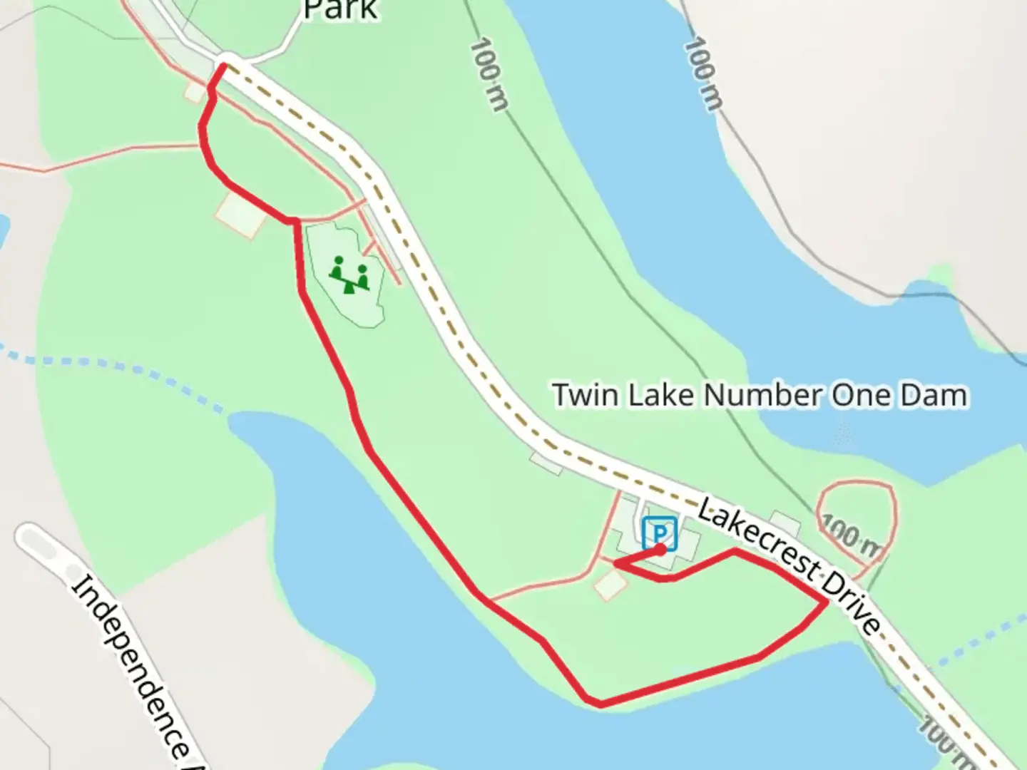 An image depicting the trail Lakecrest Drive and its surrounding area.