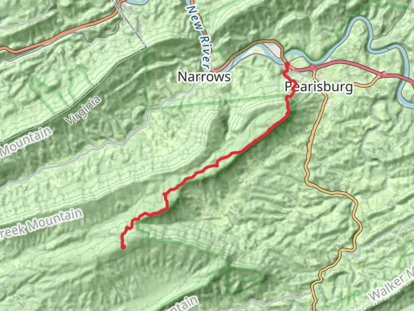 An image depicting the trail Appalachian Trail via Big Horse Gap and its surrounding area.