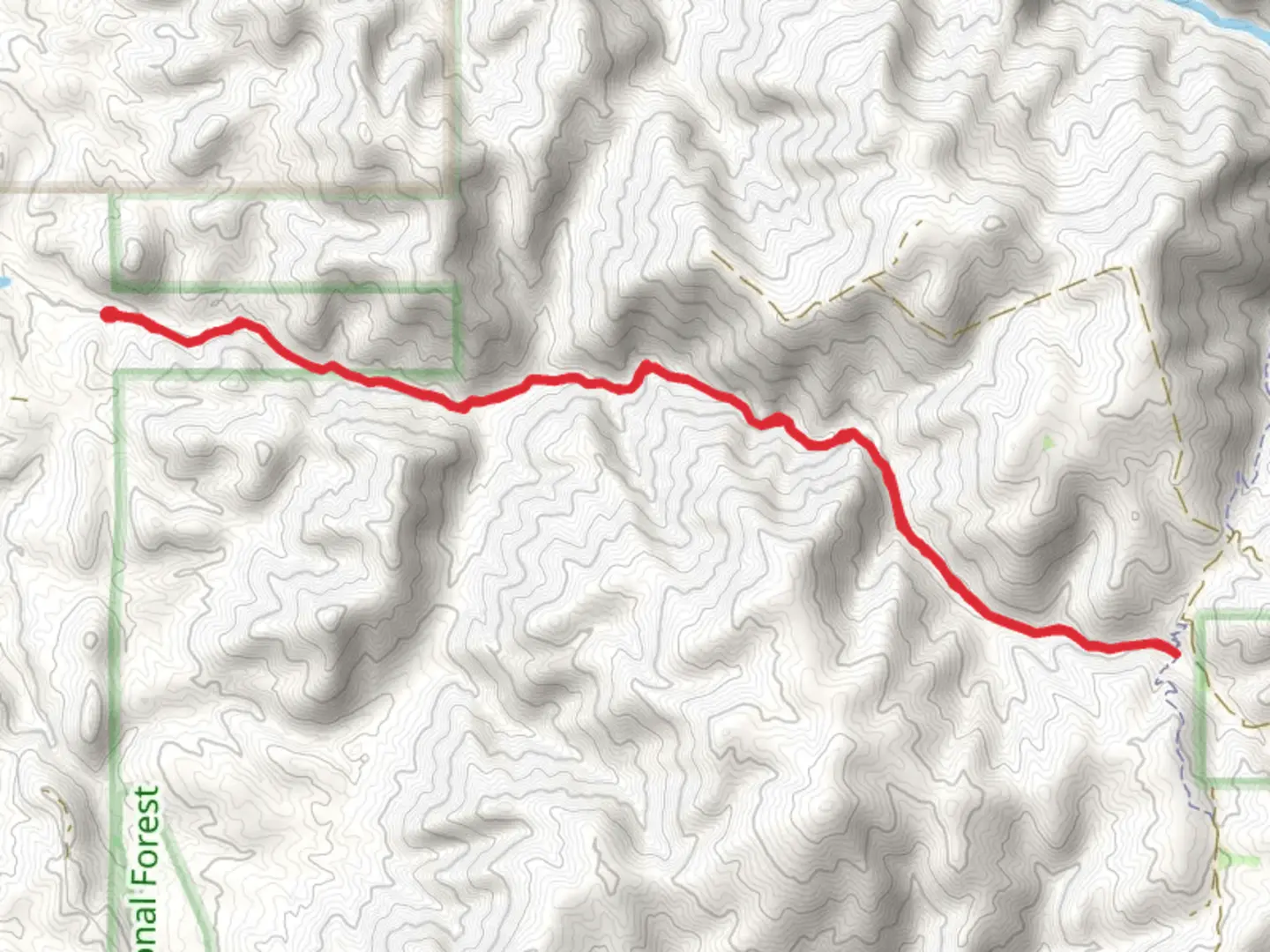 An image depicting the trail Rio en Medio Creek via Rio en Medio Trail and its surrounding area.