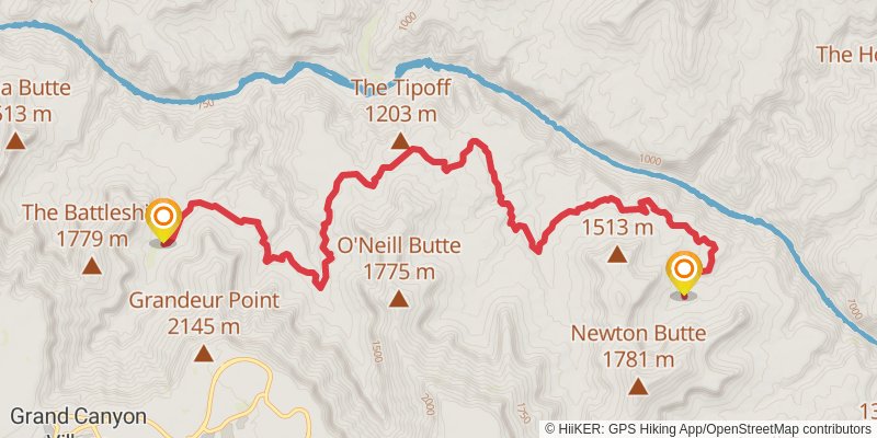 Tonto Trail - Grandview To Bright Angel stage 3 Map