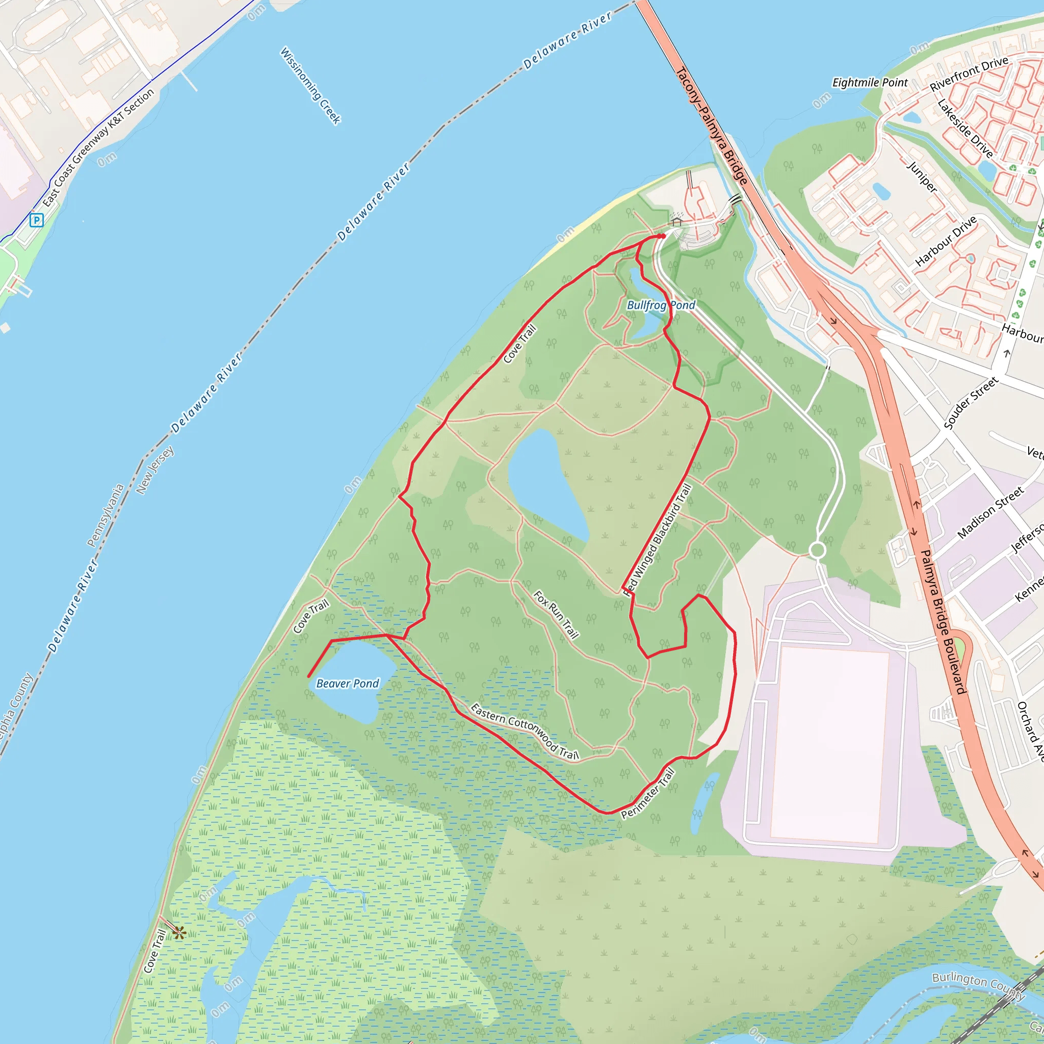 Cove, Beaver Pond and Red Winged Blackbird Loop Trail mobile static map