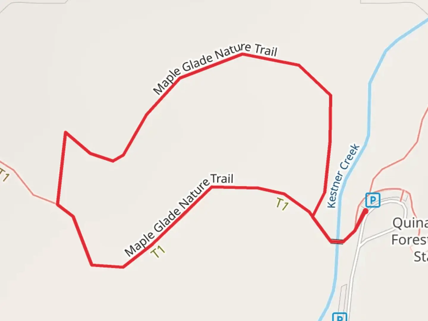 An image depicting the trail Maple Glade Nature Loop Trail and its surrounding area.