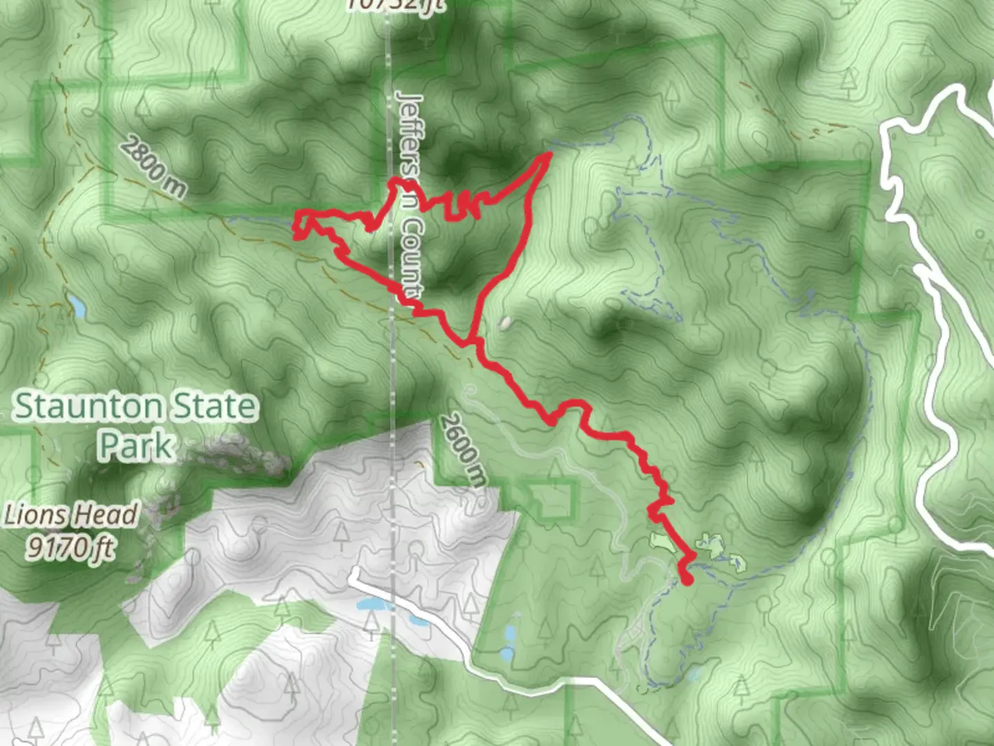 An image depicting the trail Border Line, Old Mill and Staunton Ranch Trail and its surrounding area.