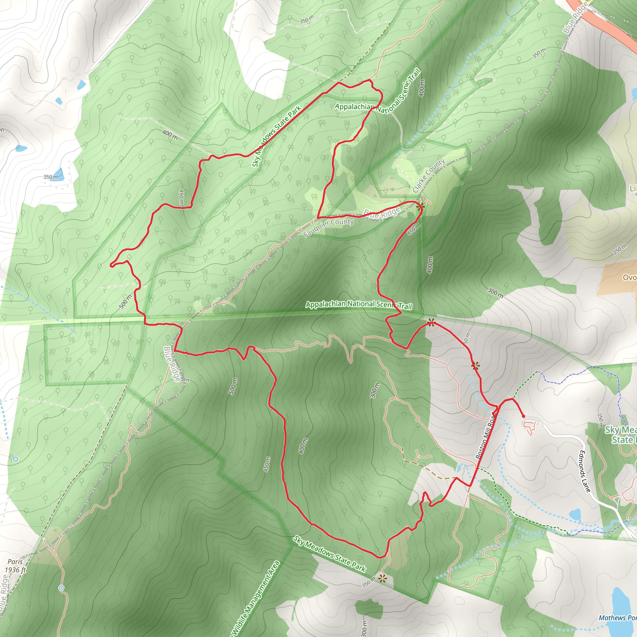 Piedmont Overlook, Old and South Ridge Loop Trail mobile static map