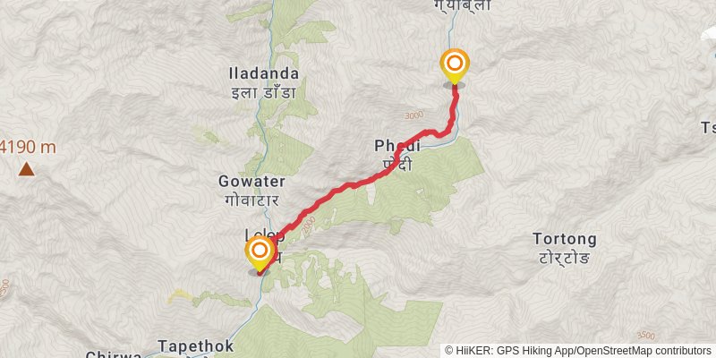 Great Himalayan Trail stage 3 Map