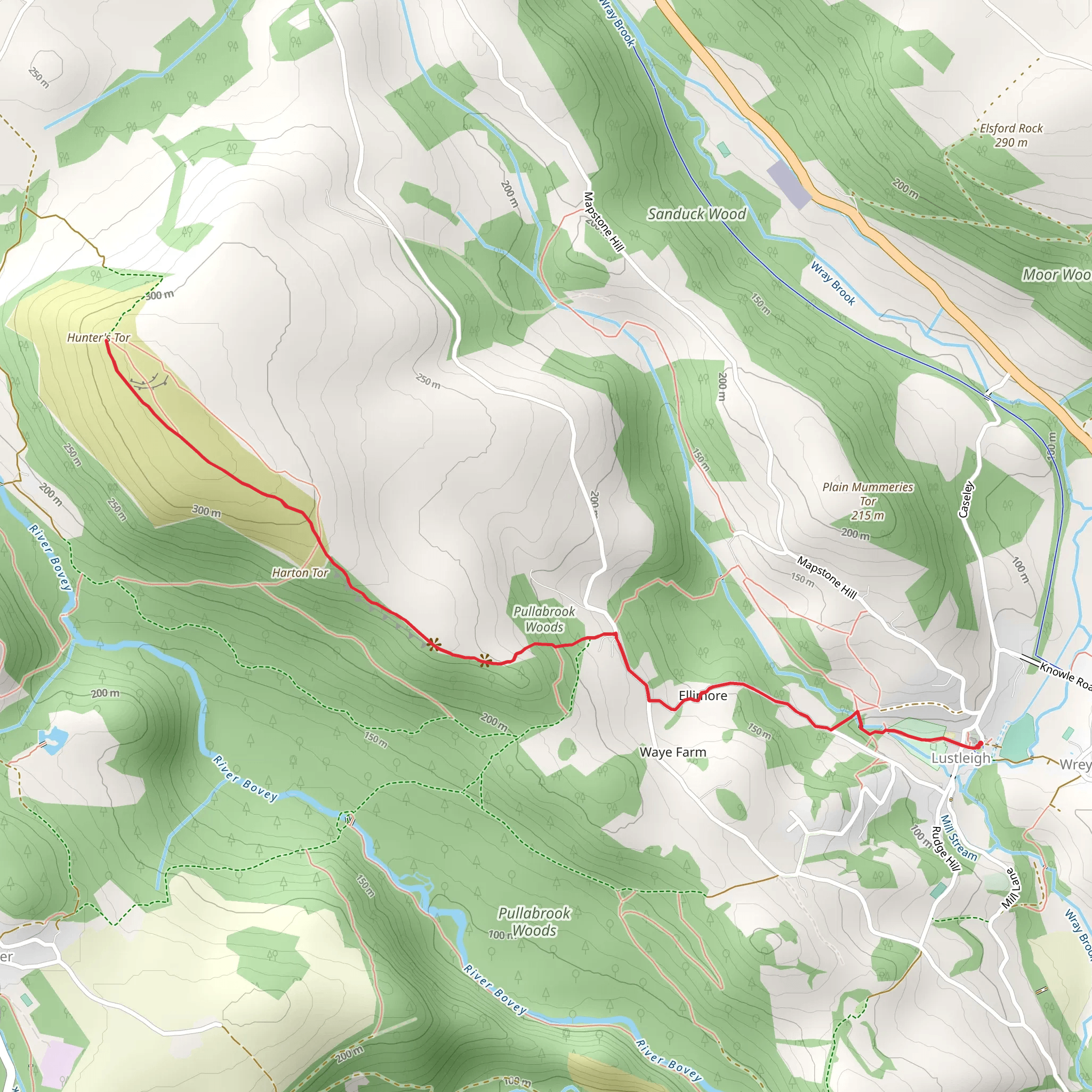 Hunter's Tor Walk mobile static map
