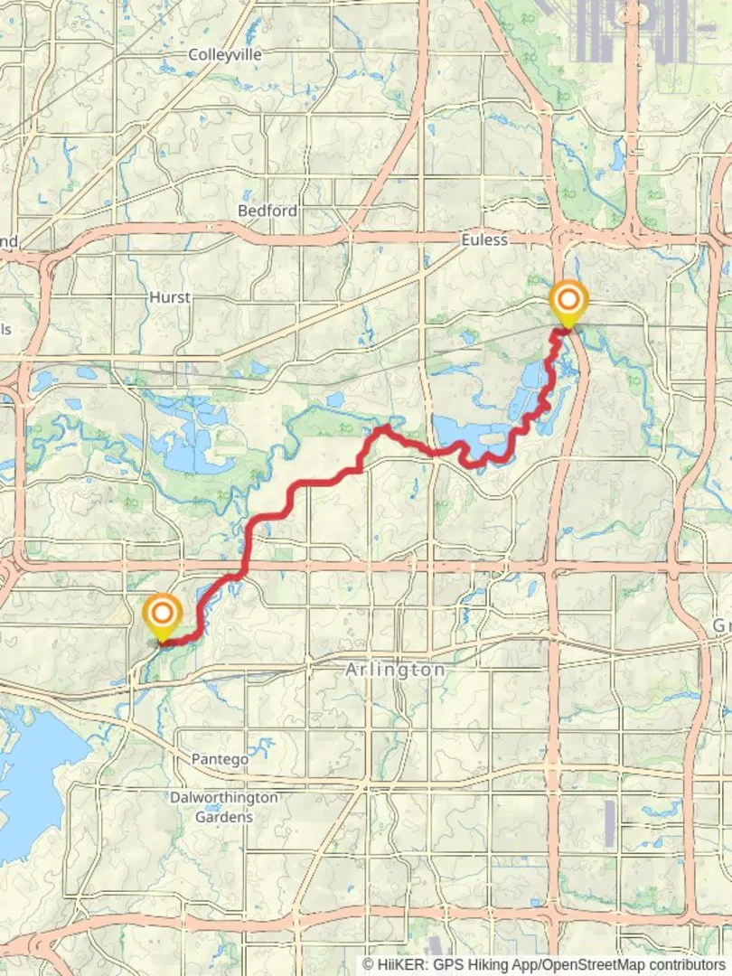 Village Creek and River Legacy Trail East Tarrant County Texas