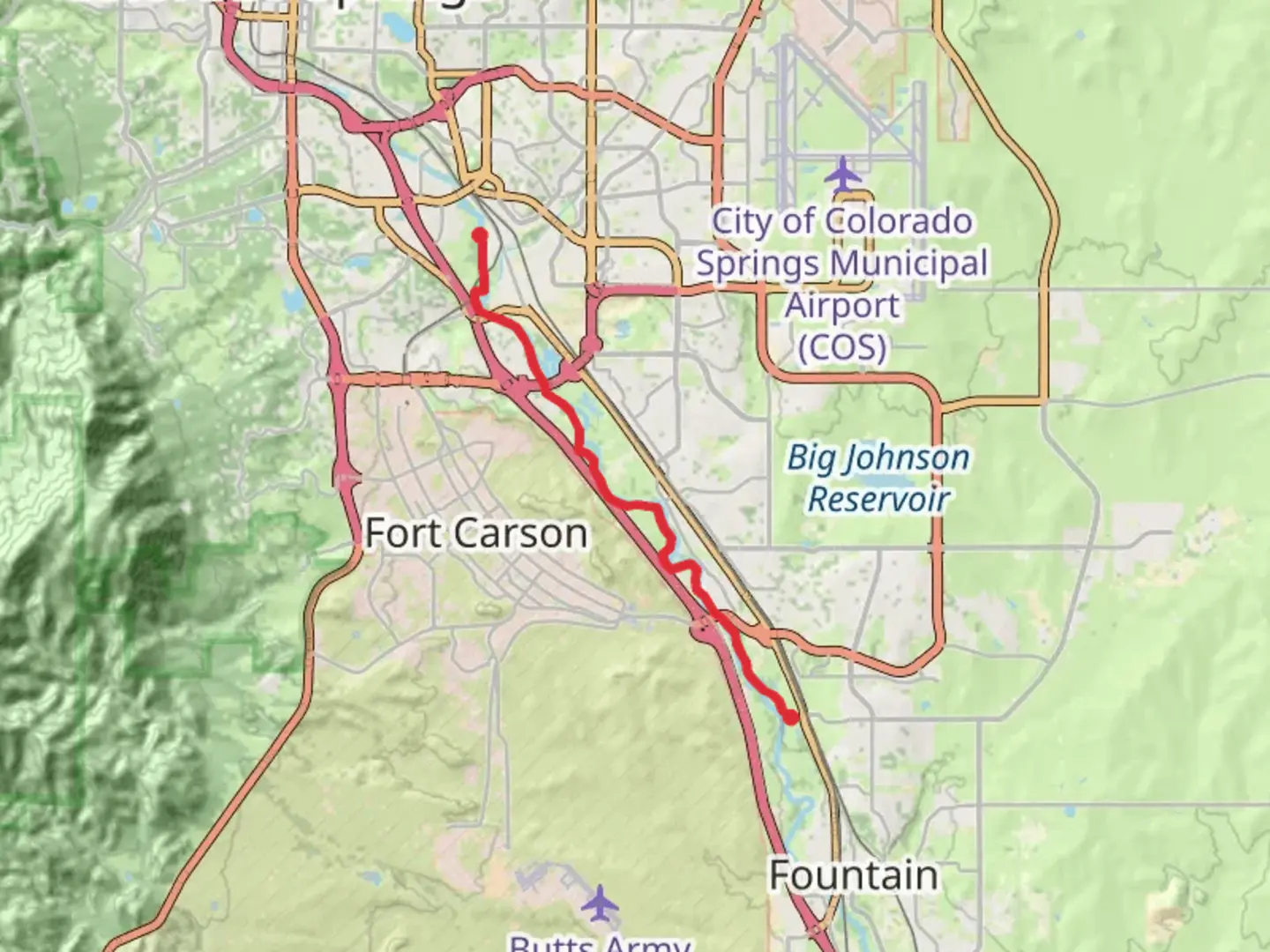 An image depicting the trail Fountain Creek Regional Trail and its surrounding area.