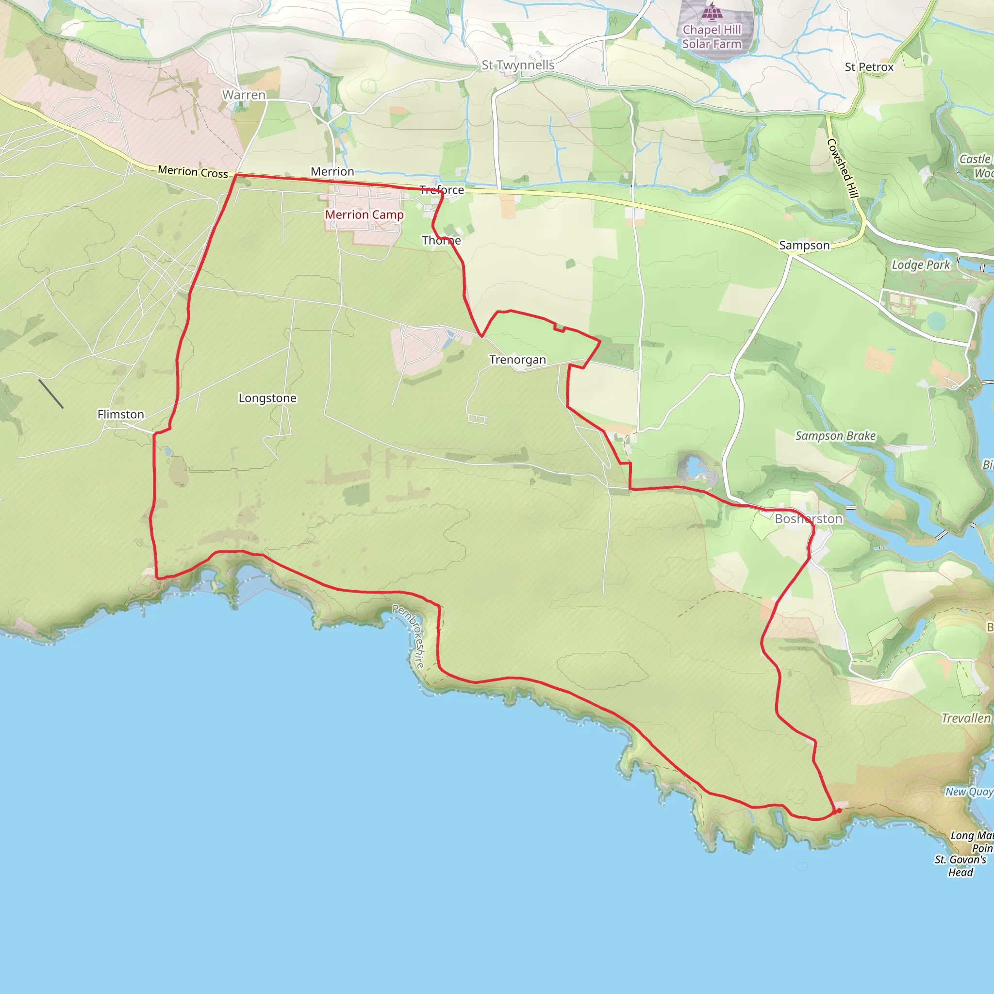 St Govan's Chapel - Bosherston and Elegug Stacks mobile static map