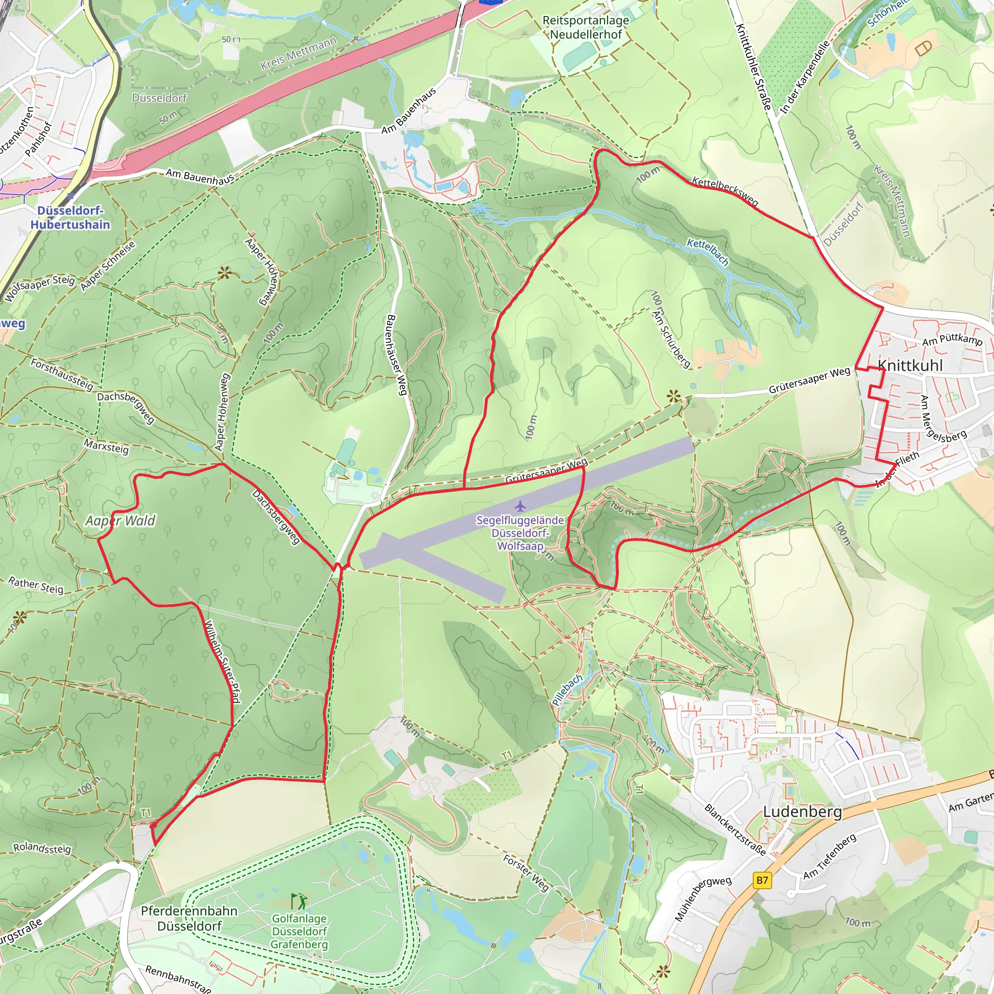Düsseldorf-Wolfsaap Glider Field and Aaper Wald Loop mobile static map