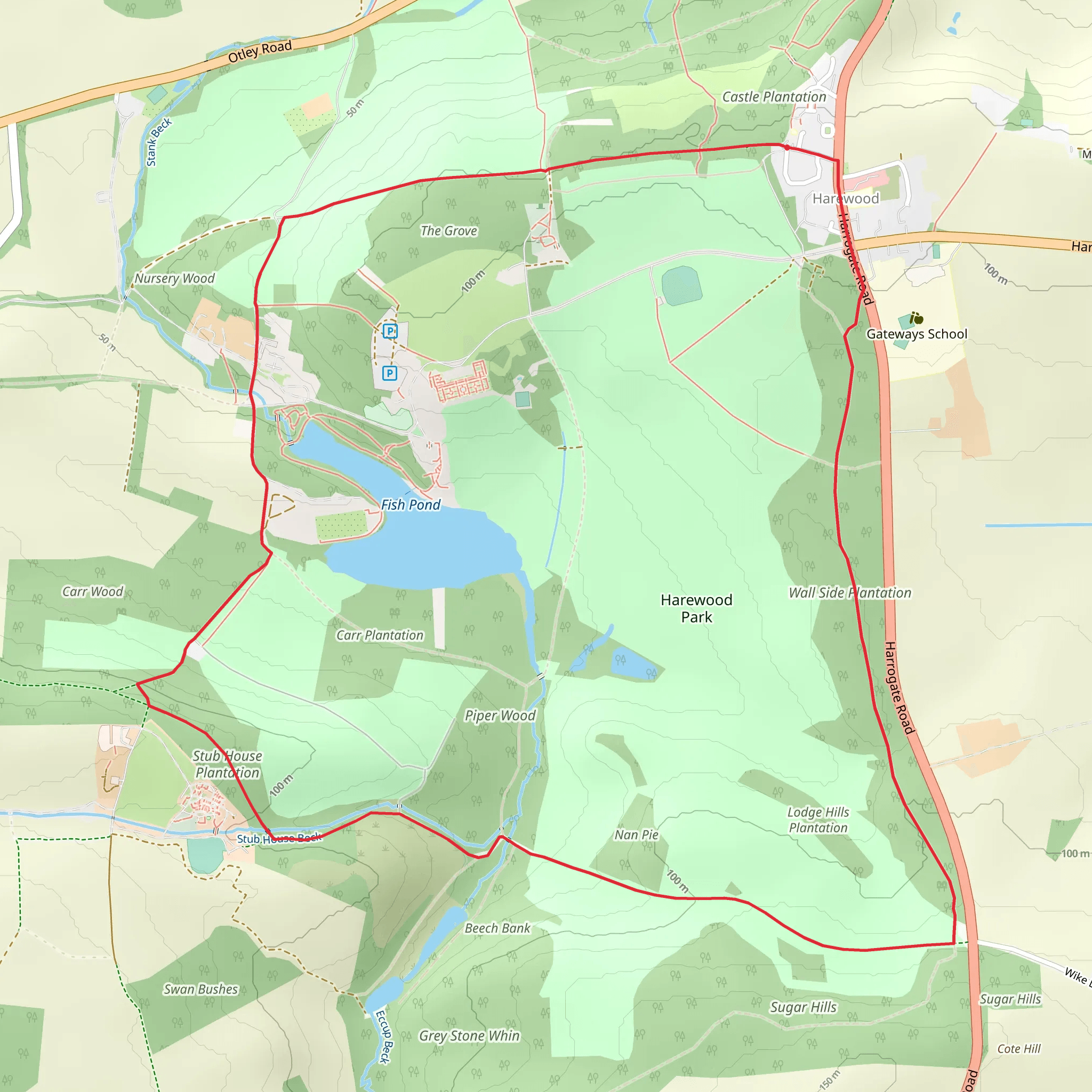 Harewood Circular Walk mobile static map