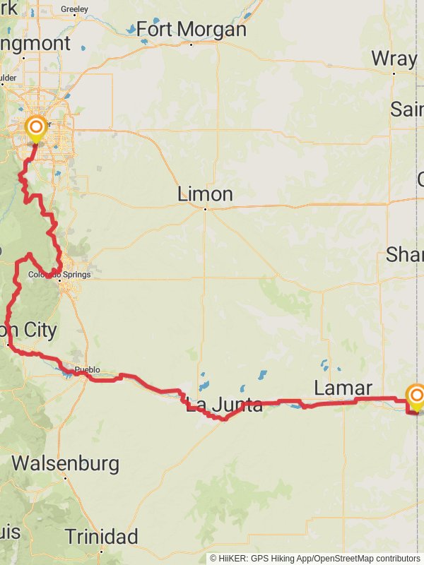 American Discovery Trail South Route - Colorado mobile static map